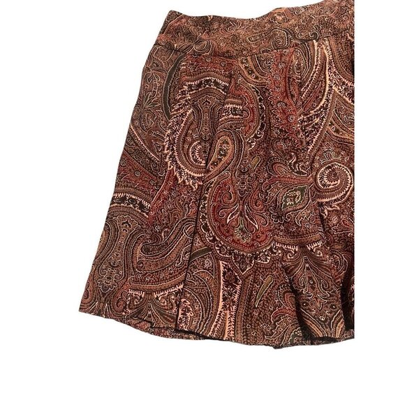 Chaps Skirt Womens Size 10 Brown Paisley Pull On Zip Side A Line Midi Boho - Picture 2 of 7